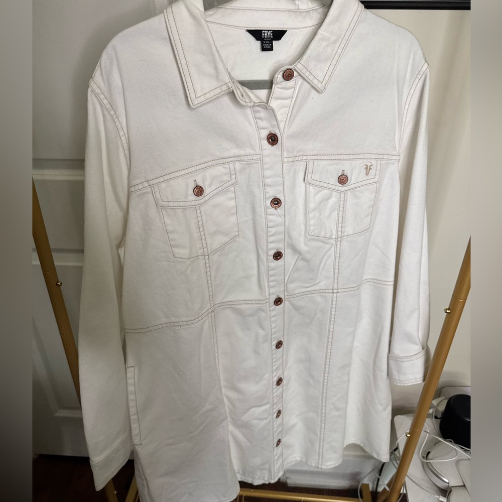 Frye Cream Button-Up Utility Dress